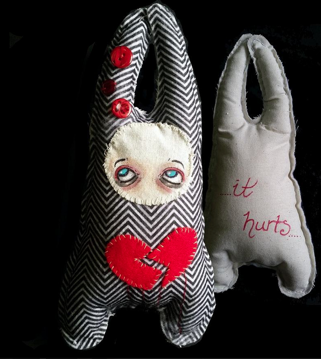 Mala Brokenheart mixed media doll by Helena Babic