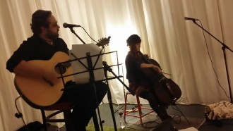 Mark Kelson & Francesca Mountfort in rehearsal for an acoustic show supporting Anathema at The Corner Hotel.