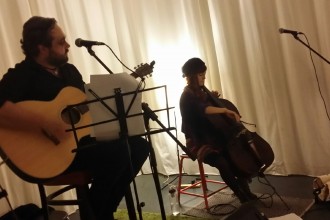 Mark Kelson & Francesca Mountfort in rehearsal for an acoustic show supporting Anathema at The Corner Hotel.